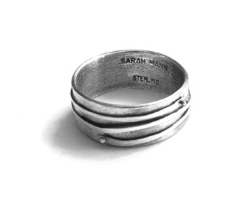 WRAP $125-sterling silver ring with mizzy texture and hammered wire wrap (5/16" wide band) Made to size specifications WRAP $125-sterling silver ring with mizzy texture and hammered wire wrap (5/16" wide band) Made to size specifications